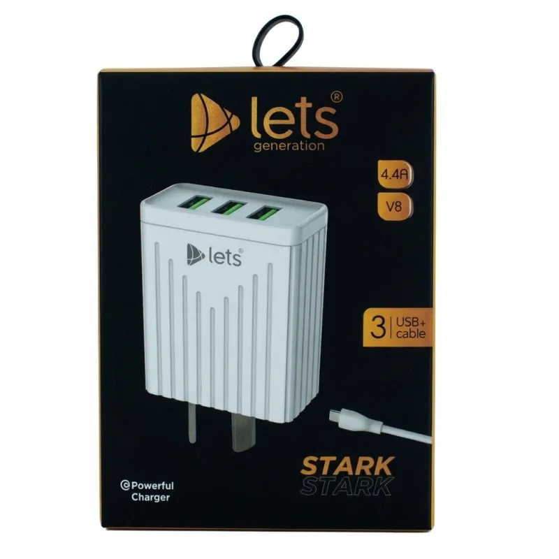 CARGADOR MICRO USB LETS BLANCO 3 USB + CABLE DESM
