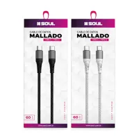 CABLE USB Tipo C A Tipo C SOUL MALLADO BLACK