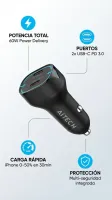 CARGADOR PARA AUTO 60W AITECH MAX TURBO TCX2 NEGRO — foto 3