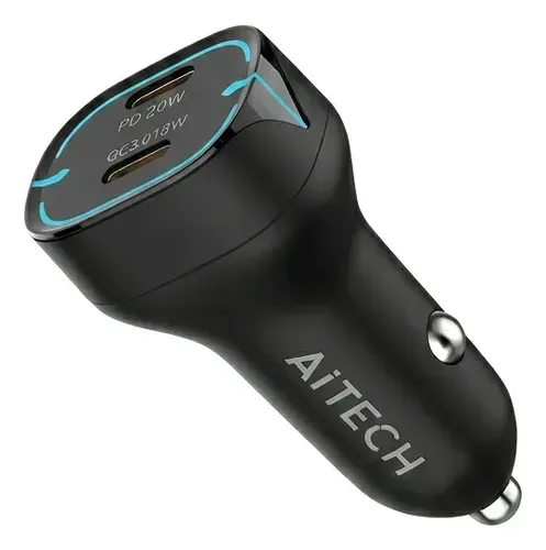 CARGADOR PARA AUTO 60W AITECH MAX TURBO TCX2 NEGRO
