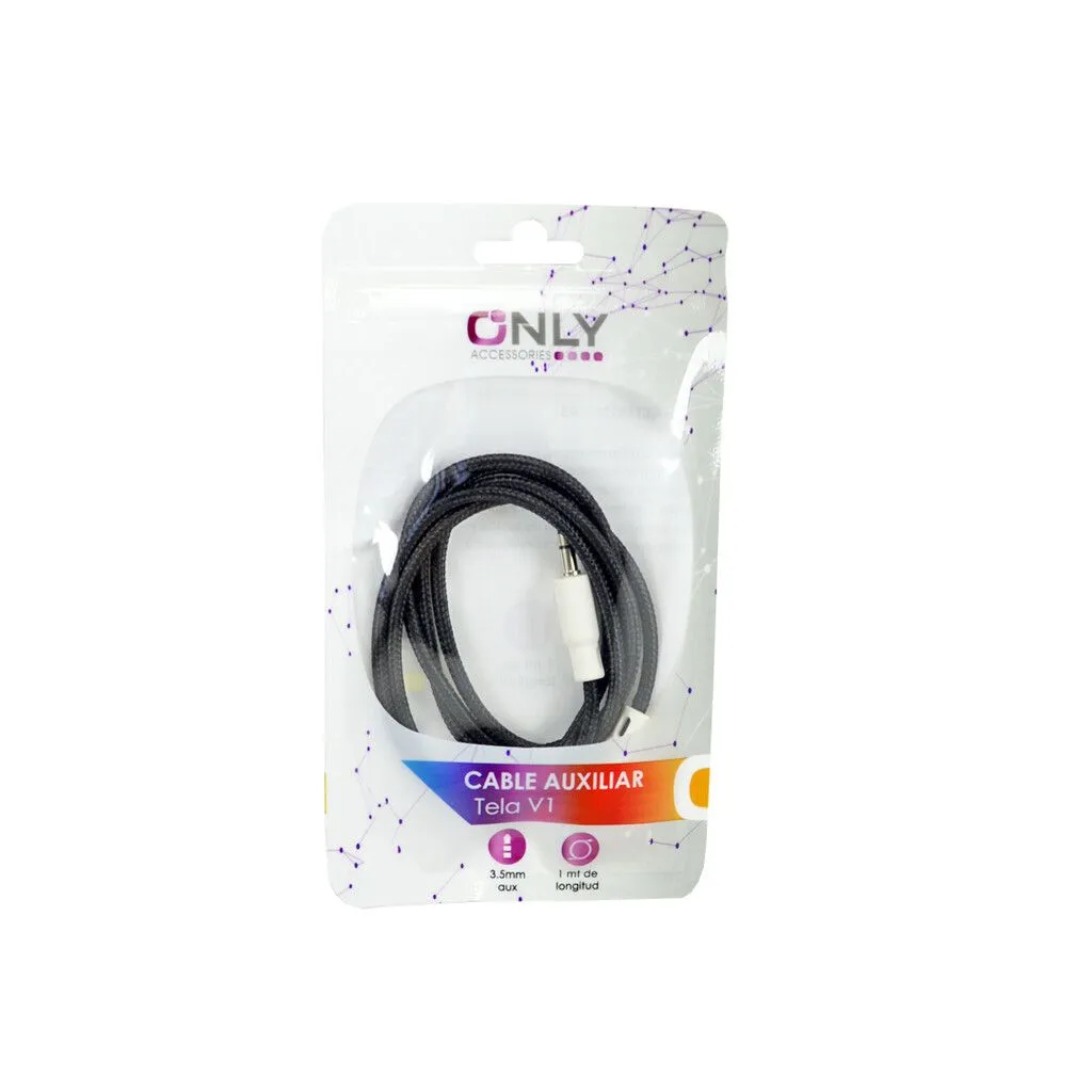CABLE AUXILIAR ONLY MOD05 1MT MALLADO NEGRO