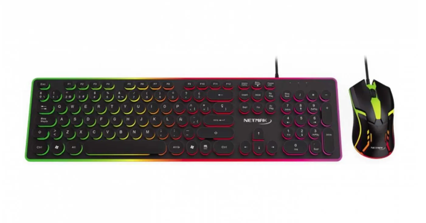 Kit Teclado Y Mouse Gamer Netmak Nm-Vortex Redond