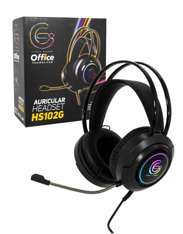 Auricular para PC Gamer Office HS-102G RGB 3,5+USB
