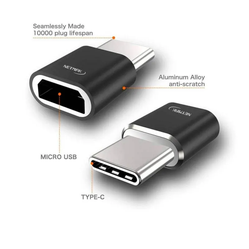ADAPTADOR MICRO USB A Tipo C NETMAK NM-C103